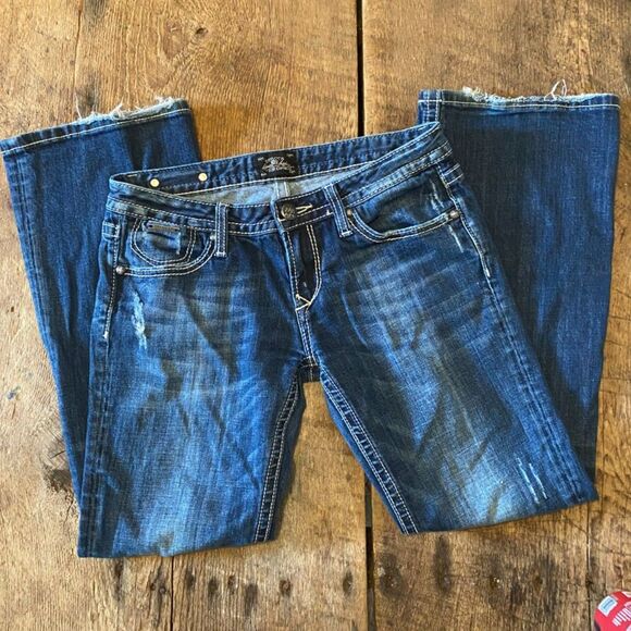 RERock for Express Distressed Boot Cut Jeans Size 6S - Picture 1 of 8